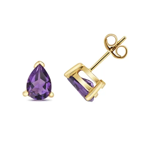 9ct Gold Amethyst Caw Set Studs